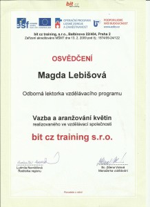 11. OSVĚDČENÍ  VAZBA A ARANŽOVÁNÍ BIT CZ TRAINING